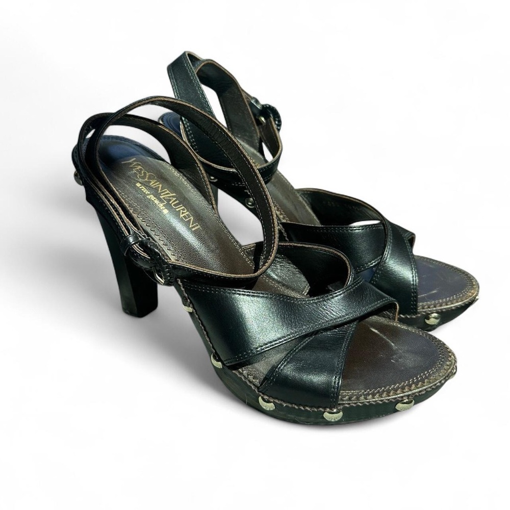 Yves Saint Laurent Black Strappy Heels